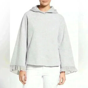 Jordann Grey Pullover Sweatshirt Hoodie Size Small Bell Sheer Ruffle Sleeve